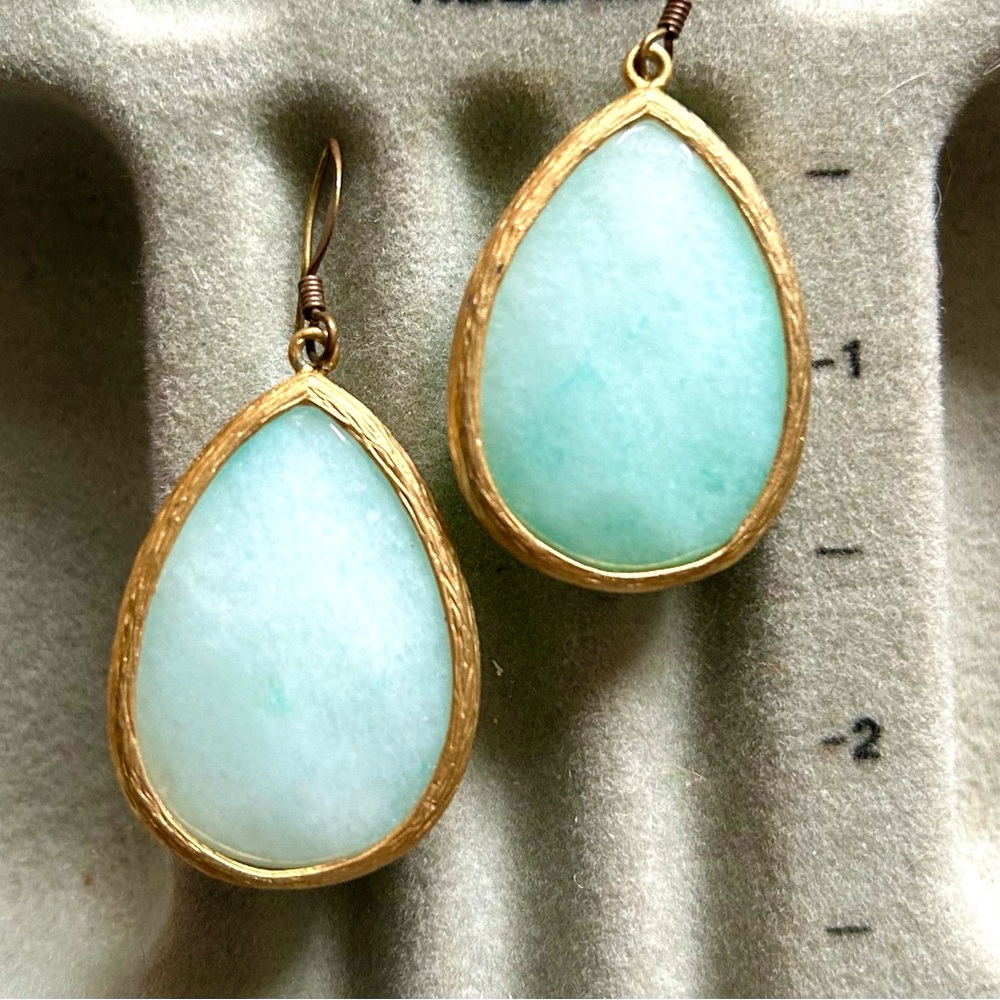 Gold Vermeil Aqua Chalcedony Drop Earrings